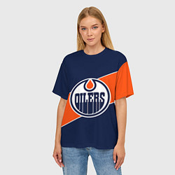 Футболка оверсайз женская Эдмонтон Ойлерз Edmonton Oilers NHL, цвет: 3D-принт — фото 2