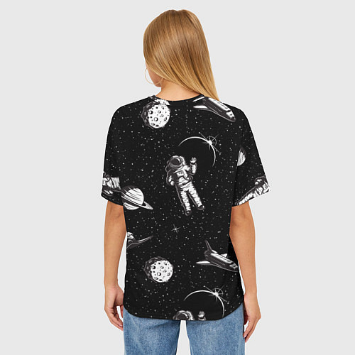 Женская футболка оверсайз Космический вояж / 3D-принт – фото 4