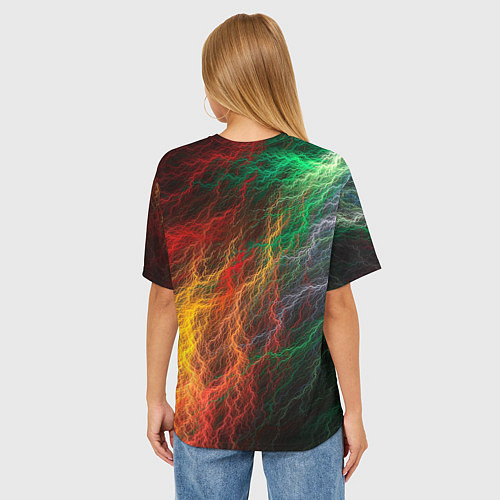 Женская футболка оверсайз Цветной разряд / 3D-принт – фото 4