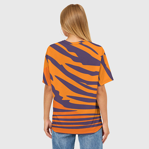 Женская футболка оверсайз Тигр с черепом / 3D-принт – фото 4