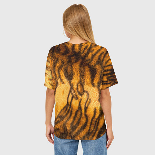 Женская футболка оверсайз Шкура тигра 2022 / 3D-принт – фото 4