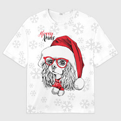 Футболка оверсайз женская Happy Christmas: кокер спаниель, цвет: 3D-принт