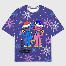 Женская футболка оверсайз New Year Huggy WuggyKissy Missy