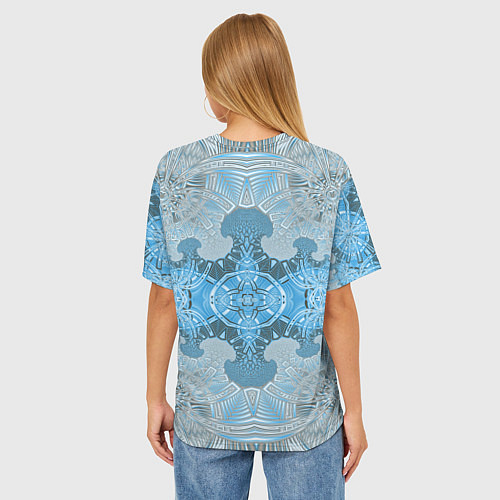 Женская футболка оверсайз Коллекция Фрактальная мозаика Голубой 292-6-n / 3D-принт – фото 4