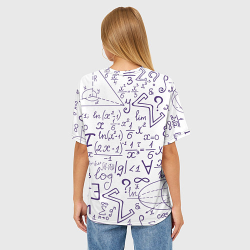 Женская футболка оверсайз МАТЕМАТИЧЕСКИЕ ФОРМУЛЫ НАУКА / 3D-принт – фото 4