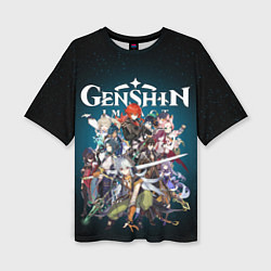 Женская футболка оверсайз GENSHIN IMPACT HEROES SPACE