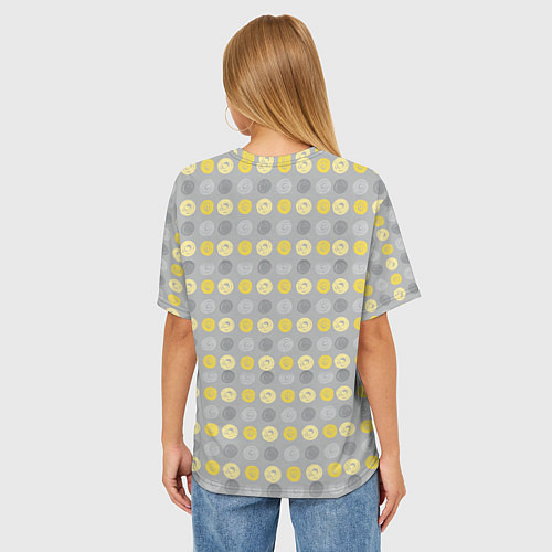 Женская футболка оверсайз Милая жирафа в шарфе / 3D-принт – фото 4
