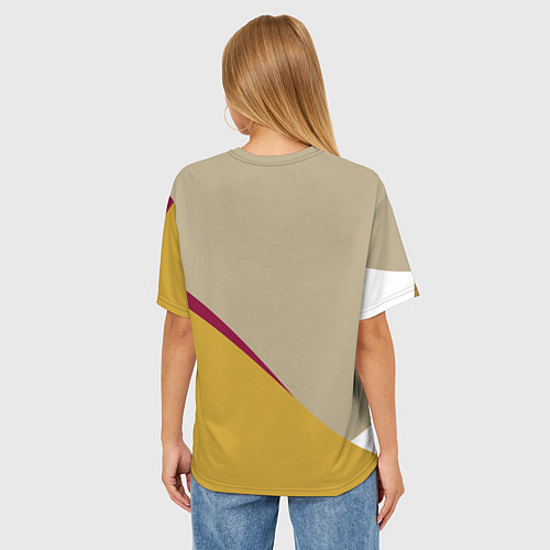 Женская футболка оверсайз Линии На бежевом Фоне / 3D-принт – фото 4