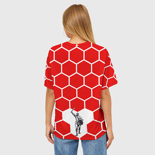 Женская футболка оверсайз Красно-Белая Сила / 3D-принт – фото 4