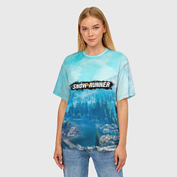 Футболка оверсайз женская SnowRunner СноуРаннер логотип, цвет: 3D-принт — фото 2