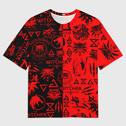 Футболка оверсайз женская THE WITCHER LOGOBOMBING BLACK RED, цвет: 3D-принт