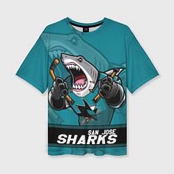 Футболка оверсайз женская San Jose Sharks, Сан Хосе Шаркс, цвет: 3D-принт