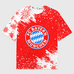 Футболка оверсайз женская НОВОГОДНИЙ BAYERN MUNCHEN СВИТЕР НОВОГОДНИЙ, цвет: 3D-принт