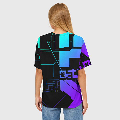 Женская футболка оверсайз Ghostrunner Neon / 3D-принт – фото 4