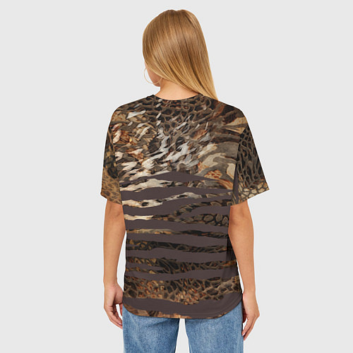 Женская футболка оверсайз Хищный дикий тигр / 3D-принт – фото 4
