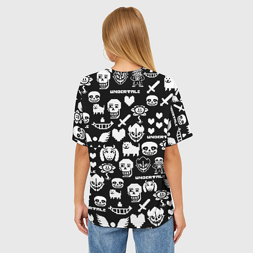 Женская футболка оверсайз UNDERTALE PATTERN БЕЛЫЙ / 3D-принт – фото 4