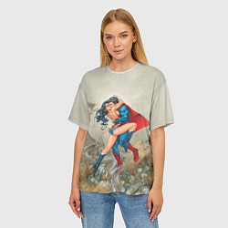 Футболка оверсайз женская The Kiss of Superman and Wonder Woman, цвет: 3D-принт — фото 2