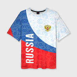 Женская футболка оверсайз RUSSIA SPORT STYLE РОССИЯ СПОРТИВНЫЙ СТИЛЬ