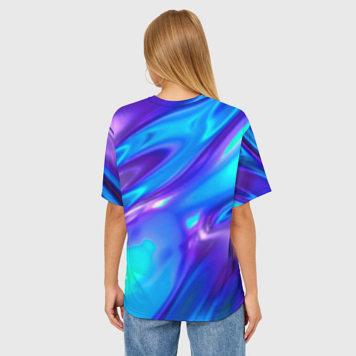 Женская футболка оверсайз Neon Holographic / 3D-принт – фото 4