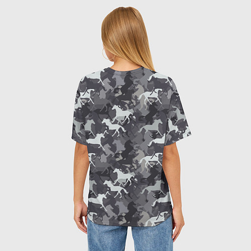 Женская футболка оверсайз Табун Лошадей / 3D-принт – фото 4