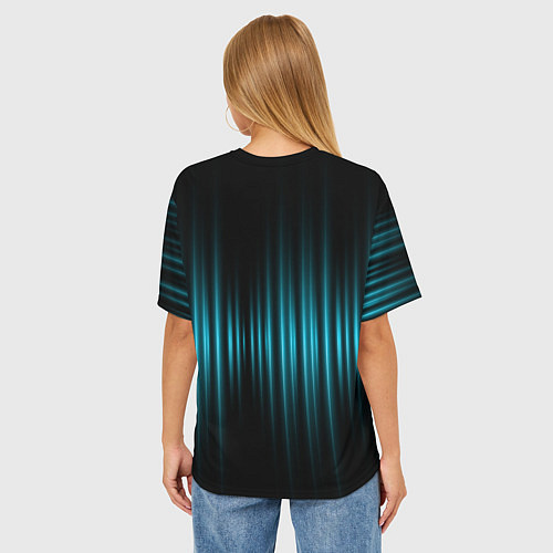 Женская футболка оверсайз Неоновые флуктуации / 3D-принт – фото 4