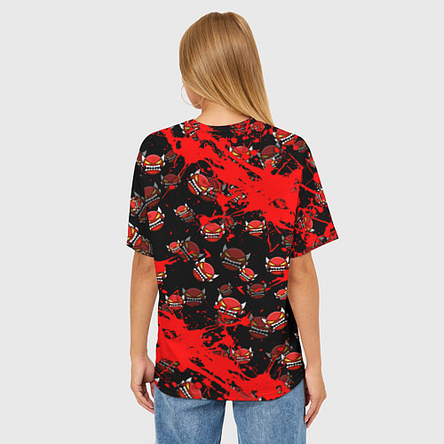 Женская футболка оверсайз Геометри Дэш красный демон Geometry Dash / 3D-принт – фото 4