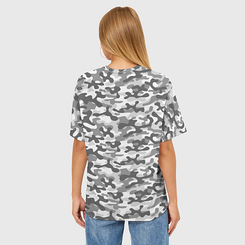 Женская футболка оверсайз Серый Городской Камуфляж / 3D-принт – фото 4