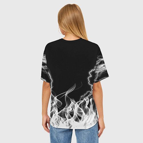 Женская футболка оверсайз ACDC Fire / 3D-принт – фото 4