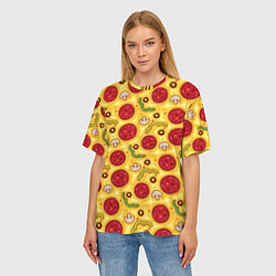 Футболка оверсайз женская Pizza salami, цвет: 3D-принт — фото 2
