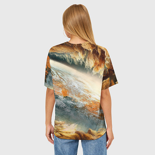 Женская футболка оверсайз Песчаный Космос / 3D-принт – фото 4