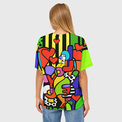 Женская футболка оверсайз Romero Britto - love you / 3D-принт – фото 4