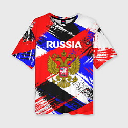 Футболка оверсайз женская Russia Геометрия патриотизм, цвет: 3D-принт