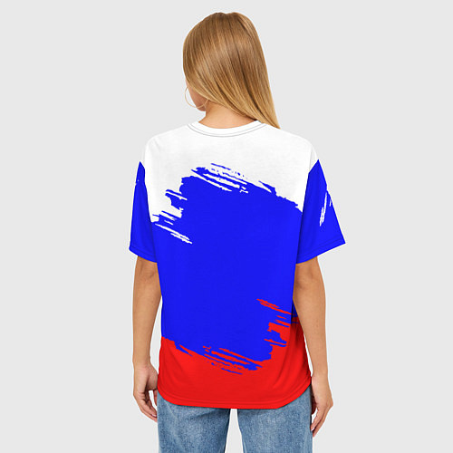Женская футболка оверсайз Russia Геометрия / 3D-принт – фото 4