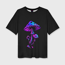 Женская футболка оверсайз Неоновый гриб