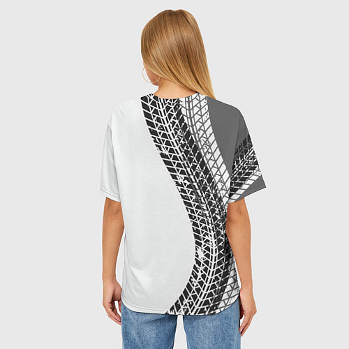 Женская футболка оверсайз Mercedes-Benz дрифт / 3D-принт – фото 4