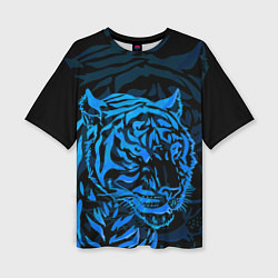 Женская футболка оверсайз Голубой тигр Blue