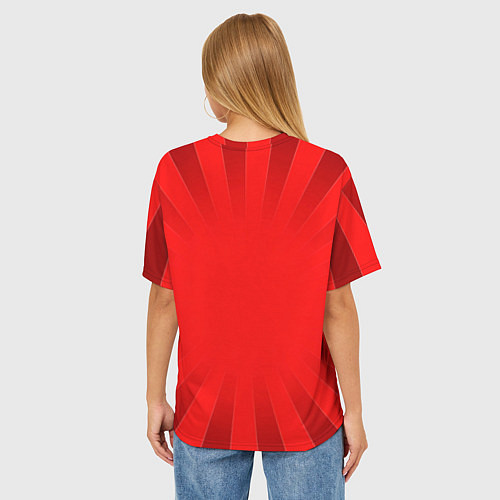 Женская футболка оверсайз Honda красные линии / 3D-принт – фото 4