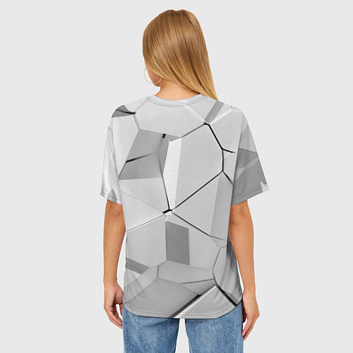 Женская футболка оверсайз БЕЛАЯ БРОНЯ СЕРАЯ БРОНЯ БЕЛЫЕ ПЛИТЫ / 3D-принт – фото 4