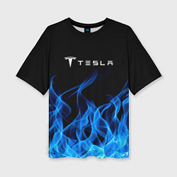 Футболка оверсайз женская Tesla Fire, цвет: 3D-принт