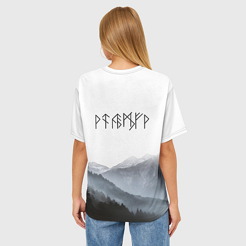 Женская футболка оверсайз Феху-Руны / 3D-принт – фото 4
