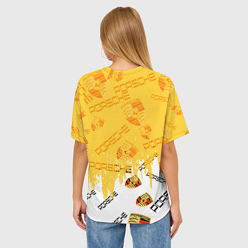 Женская футболка оверсайз Porsche порше паттерн / 3D-принт – фото 4