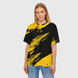 Футболка оверсайз женская BLACK AND YELLOW GRUNGE ГРАНЖ, цвет: 3D-принт — фото 2