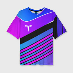 Футболка оверсайз женская TESLA - NEON STYLE ТЕСЛА НЕОН, цвет: 3D-принт