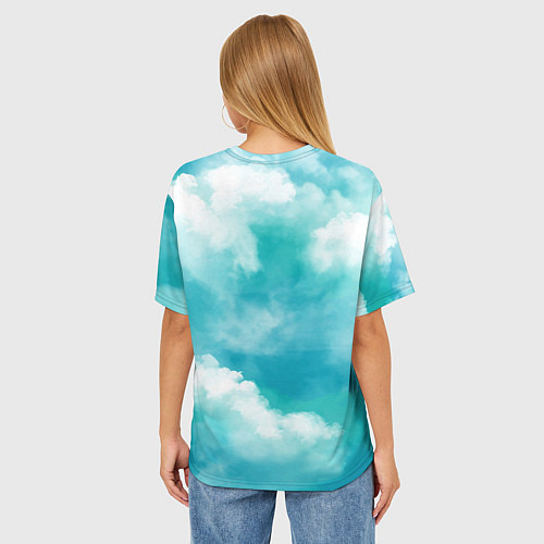 Женская футболка оверсайз Парашютист в облаках / 3D-принт – фото 4