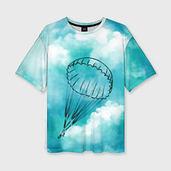 Футболка оверсайз женская Парашютист в облаках, цвет: 3D-принт