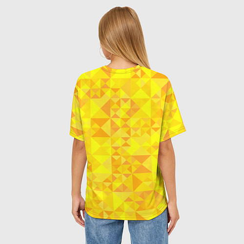 Женская футболка оверсайз Камуфляж спортивный Призма - солнце / 3D-принт – фото 4