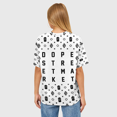 Женская футболка оверсайз Узор White Dope Camo Dope Street Market / 3D-принт – фото 4