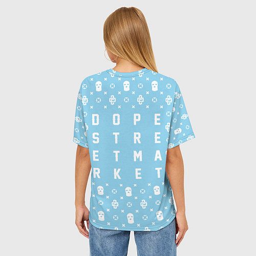 Женская футболка оверсайз Узор Sky Blue Dope Camo Dope Street Market / 3D-принт – фото 4