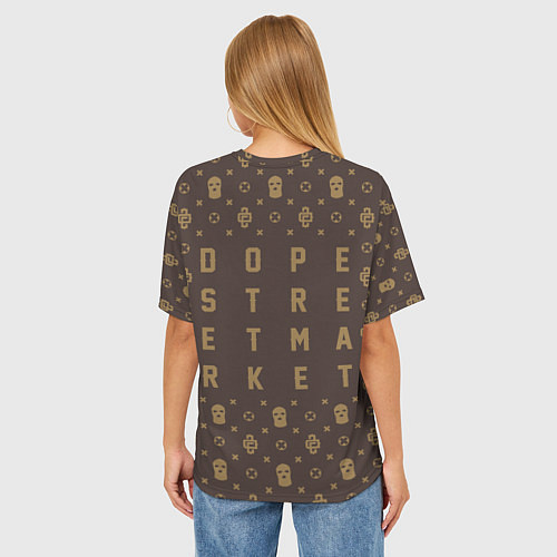 Женская футболка оверсайз Узор Monogramm Dope Street Market / 3D-принт – фото 4