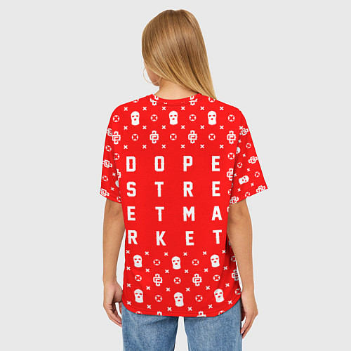 Женская футболка оверсайз Узор Red Ski Mask Dope Street Market / 3D-принт – фото 4
